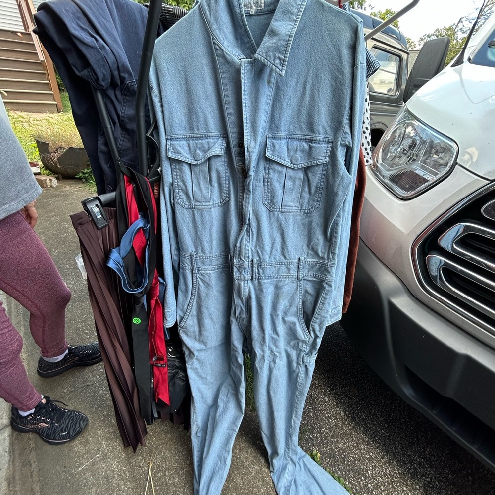 Men's Denim Jumpsuit - Light Blue